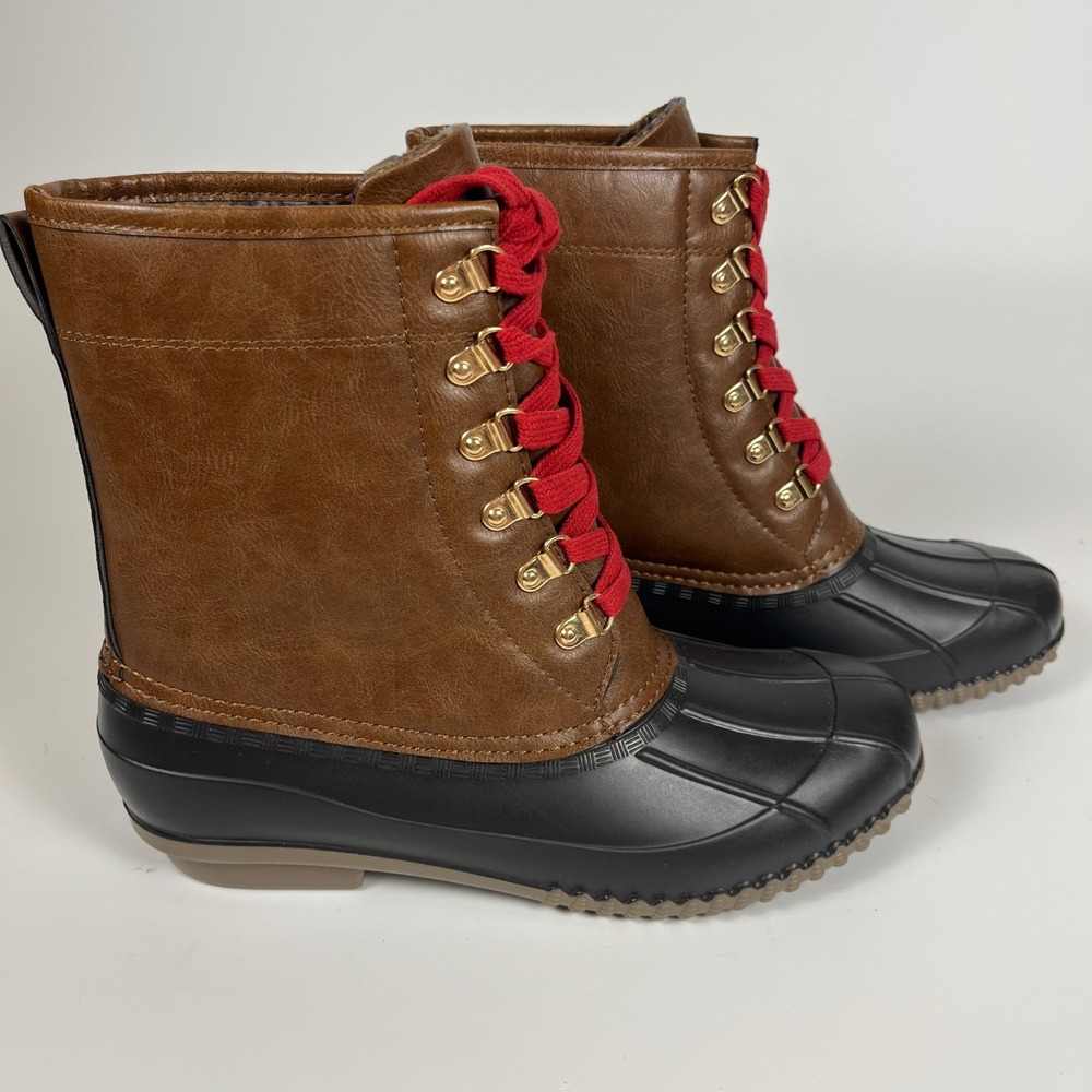 Catos C Comfort Womens Duck Boots Brown Black Red Laces Size 10M